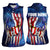 Bass Fishing Women Sleeveless Polo Shirt American Flag Patriotic and Cosmic Galaxy in Blue Red - Wonder Print Shop