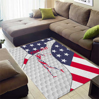 Personalized American Flag Golf Area Rug Female Silhouette and Red White Blue Golf Bag Graphic - Wonder Print Shop