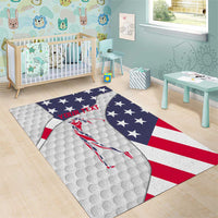 Personalized American Flag Golf Area Rug Female Silhouette and Red White Blue Golf Bag Graphic - Wonder Print Shop