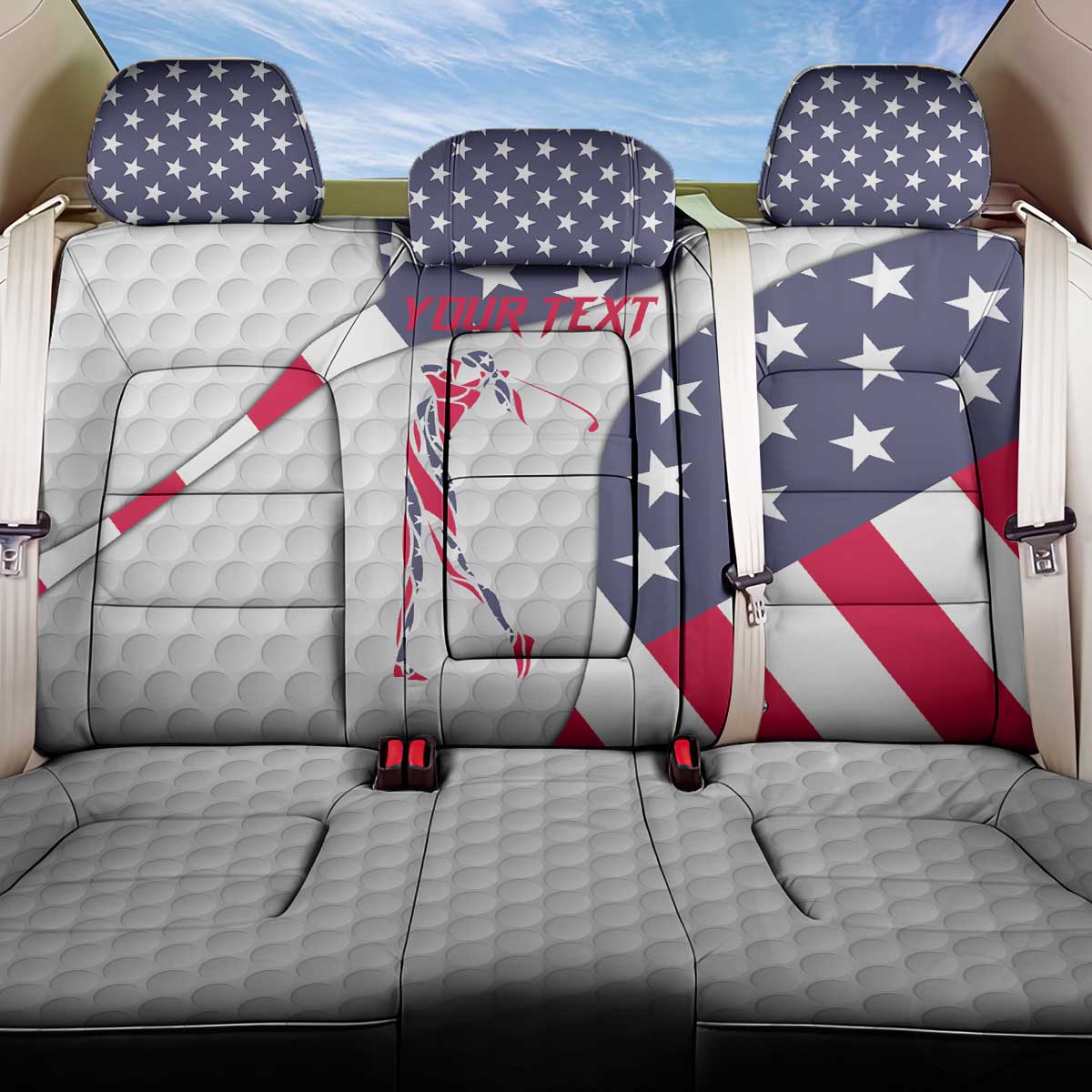 Personalized American Flag Golf Back Car Seat Cover Female Silhouette and Red White Blue Golf Bag Graphic - Wonder Print Shop