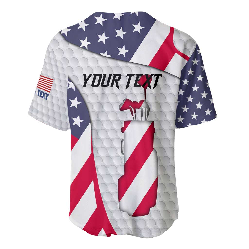 Personalized American Flag Golf Baseball Jersey Female Silhouette and Red White Blue Golf Bag Graphic - Wonder Print Shop
