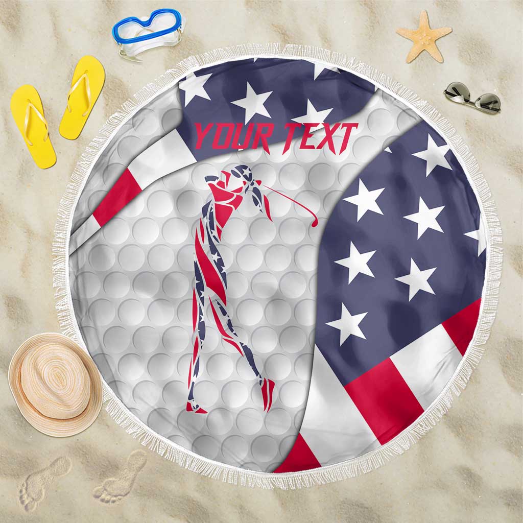 Personalized American Flag Golf Beach Blanket Female Silhouette and Red White Blue Golf Bag Graphic - Wonder Print Shop