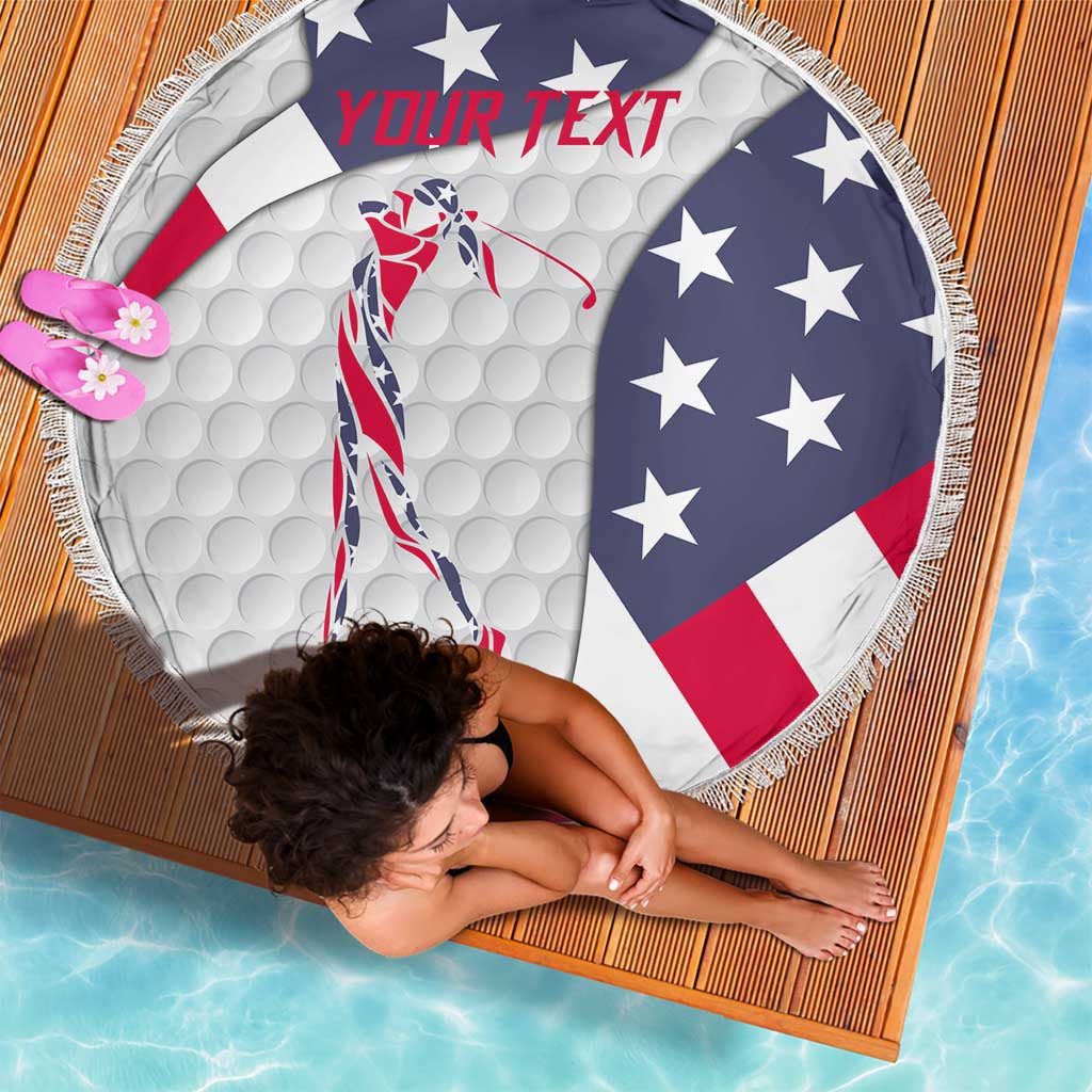 Personalized American Flag Golf Beach Blanket Female Silhouette and Red White Blue Golf Bag Graphic - Wonder Print Shop