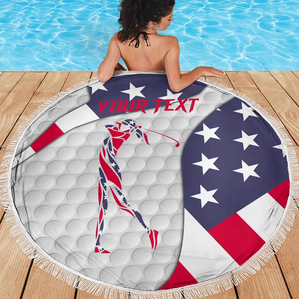 Personalized American Flag Golf Beach Blanket Female Silhouette and Red White Blue Golf Bag Graphic - Wonder Print Shop