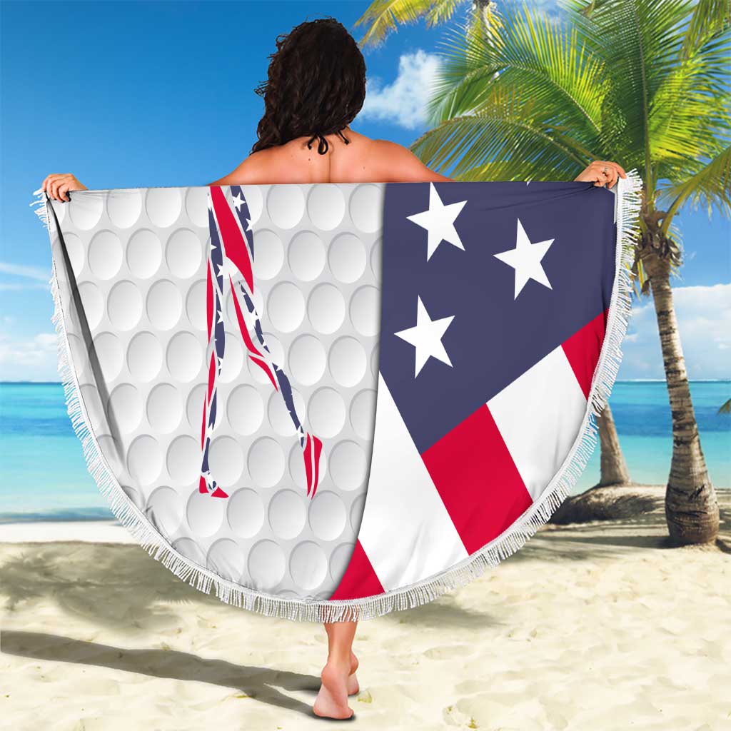 Personalized American Flag Golf Beach Blanket Female Silhouette and Red White Blue Golf Bag Graphic - Wonder Print Shop