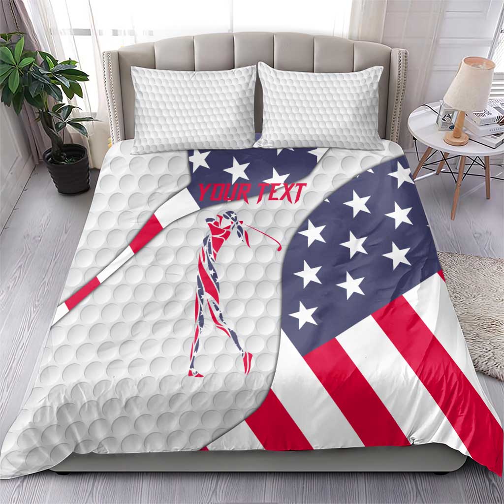 Personalized American Flag Golf Bedding Set Female Silhouette and Red White Blue Golf Bag Graphic - Wonder Print Shop