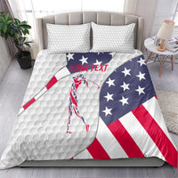 Personalized American Flag Golf Bedding Set Female Silhouette and Red White Blue Golf Bag Graphic - Wonder Print Shop