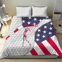 Personalized American Flag Golf Bedding Set Female Silhouette and Red White Blue Golf Bag Graphic - Wonder Print Shop