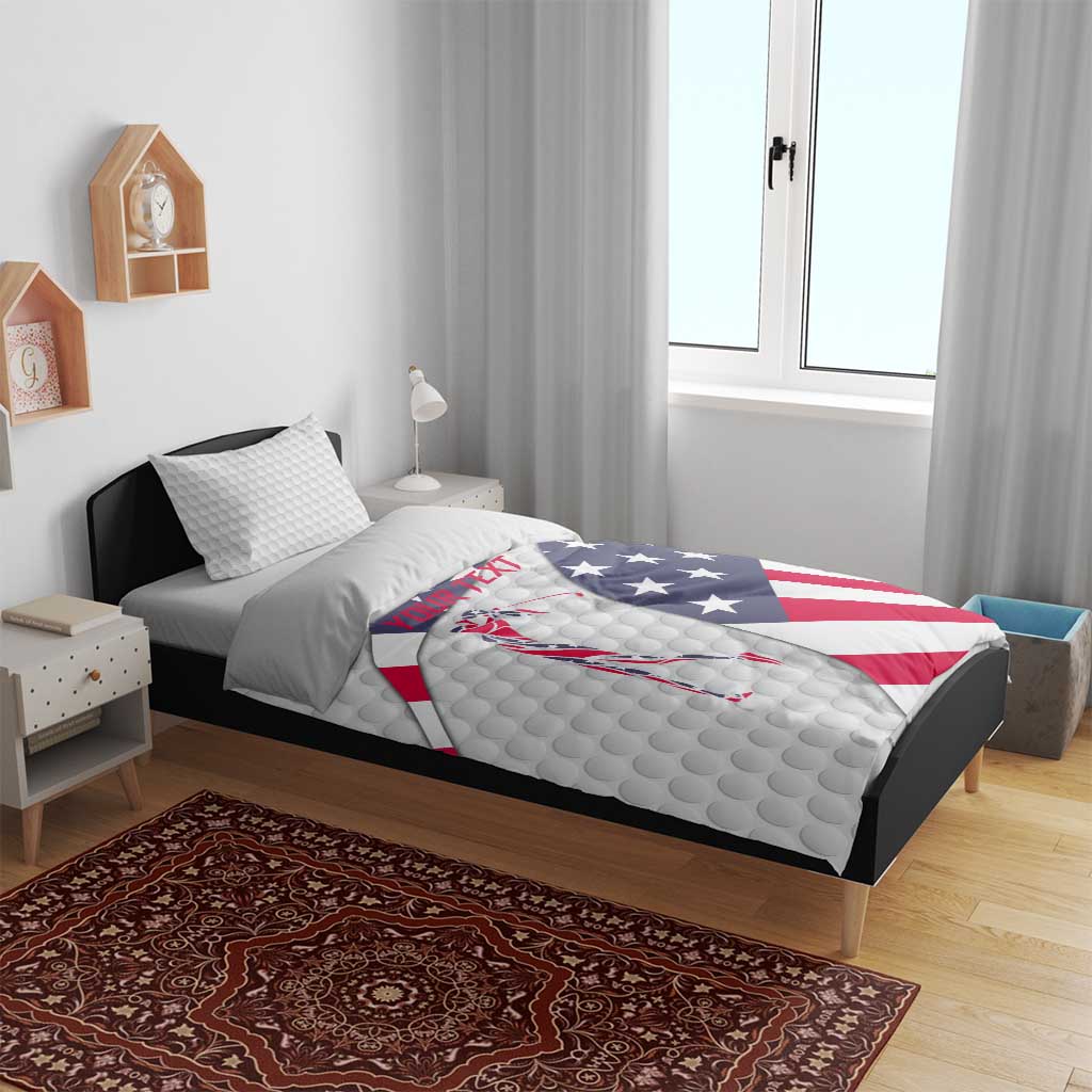 Personalized American Flag Golf Bedding Set Female Silhouette and Red White Blue Golf Bag Graphic - Wonder Print Shop