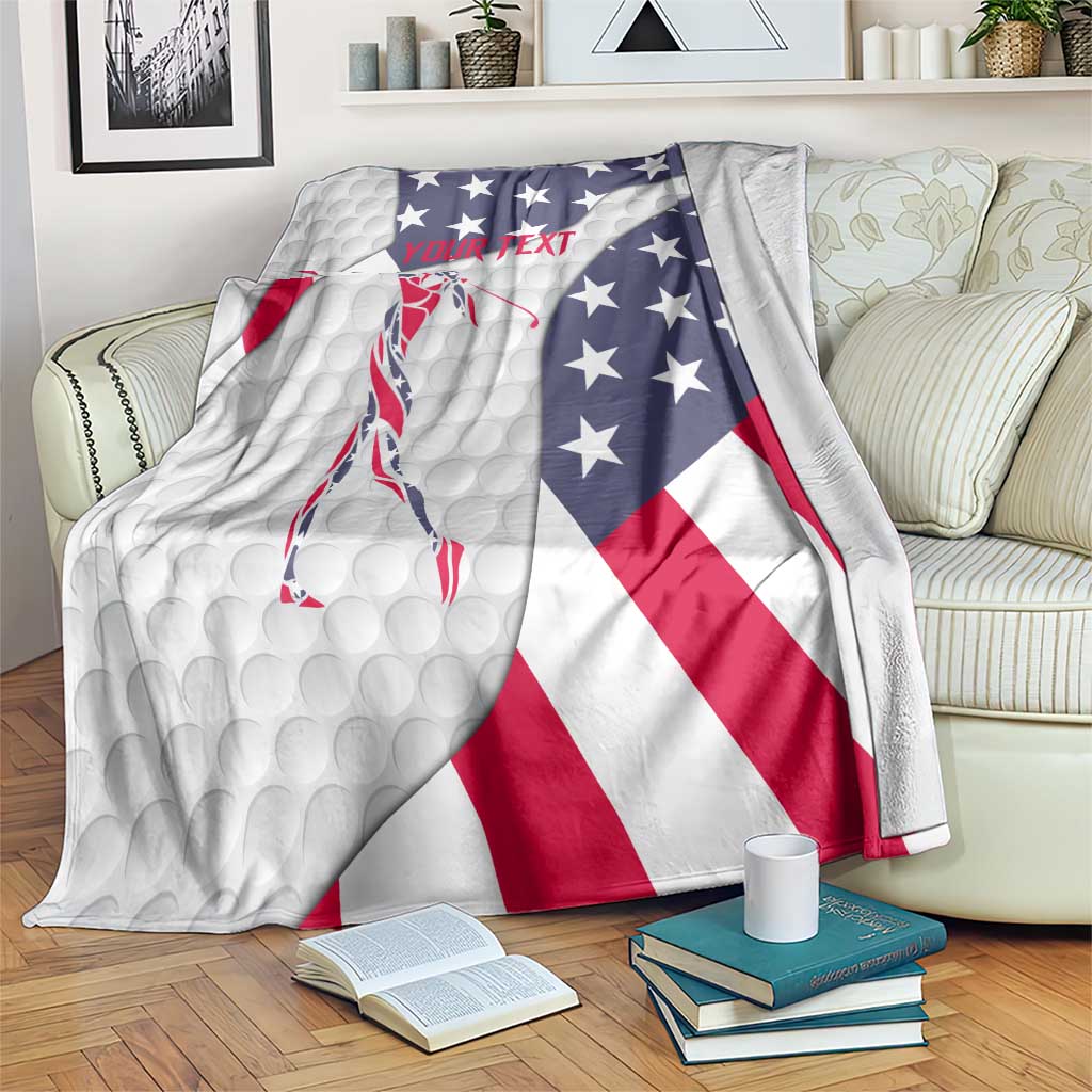 Personalized American Flag Golf Blanket Female Silhouette and Red White Blue Golf Bag Graphic - Wonder Print Shop