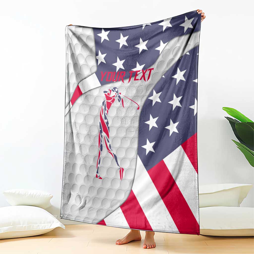 Personalized American Flag Golf Blanket Female Silhouette and Red White Blue Golf Bag Graphic - Wonder Print Shop