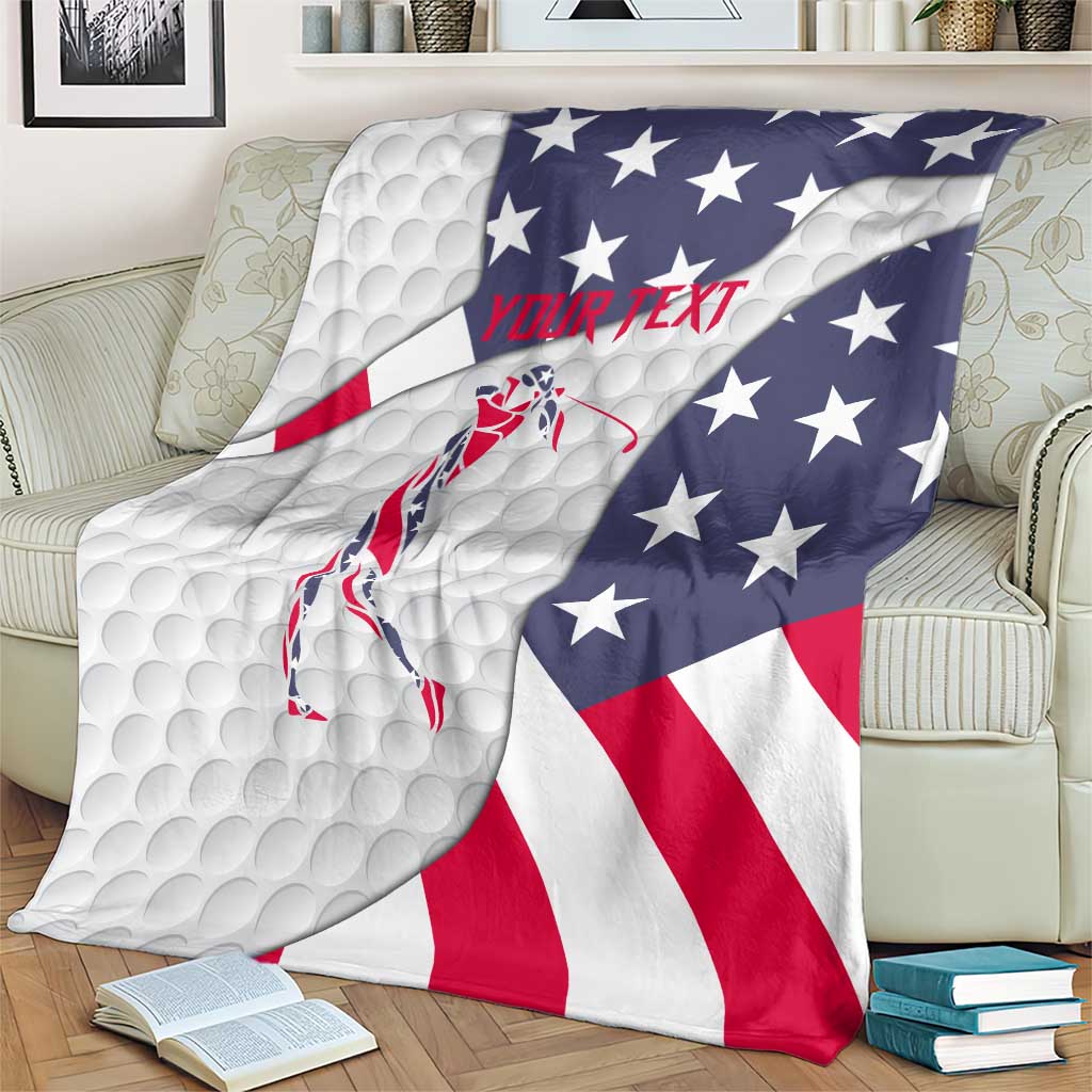 Personalized American Flag Golf Blanket Female Silhouette and Red White Blue Golf Bag Graphic - Wonder Print Shop