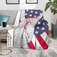 Personalized American Flag Golf Blanket Female Silhouette and Red White Blue Golf Bag Graphic - Wonder Print Shop