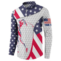 Personalized American Flag Golf Button Sweatshirt Female Silhouette and Red White Blue Golf Bag Graphic - Wonder Print Shop