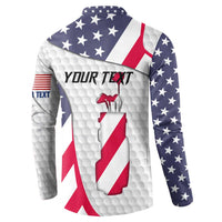 Personalized American Flag Golf Button Sweatshirt Female Silhouette and Red White Blue Golf Bag Graphic - Wonder Print Shop