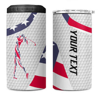 Personalized American Flag Golf 4 in 1 Can Cooler Tumbler Female Silhouette and Red White Blue Golf Bag Graphic - Wonder Print Shop