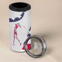 Personalized American Flag Golf 4 in 1 Can Cooler Tumbler Female Silhouette and Red White Blue Golf Bag Graphic - Wonder Print Shop