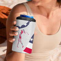 Personalized American Flag Golf 4 in 1 Can Cooler Tumbler Female Silhouette and Red White Blue Golf Bag Graphic - Wonder Print Shop