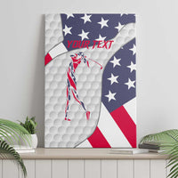 Personalized American Flag Golf Canvas Wall Art Female Silhouette and Red White Blue Golf Bag Graphic - Wonder Print Shop