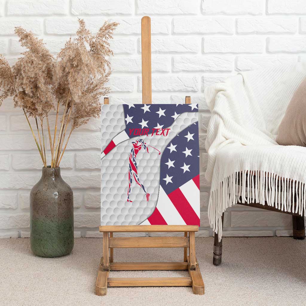 Personalized American Flag Golf Canvas Wall Art Female Silhouette and Red White Blue Golf Bag Graphic - Wonder Print Shop