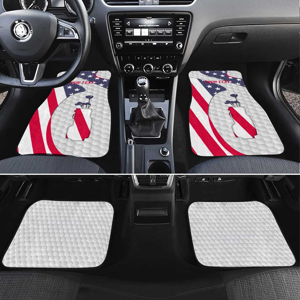 Personalized American Flag Golf Car Mats Female Silhouette and Red White Blue Golf Bag Graphic - Wonder Print Shop