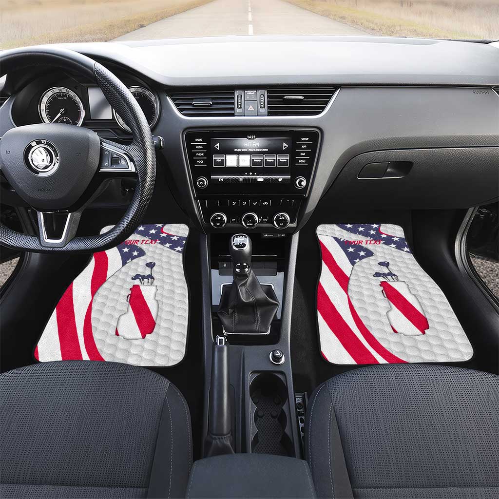 Personalized American Flag Golf Car Mats Female Silhouette and Red White Blue Golf Bag Graphic - Wonder Print Shop