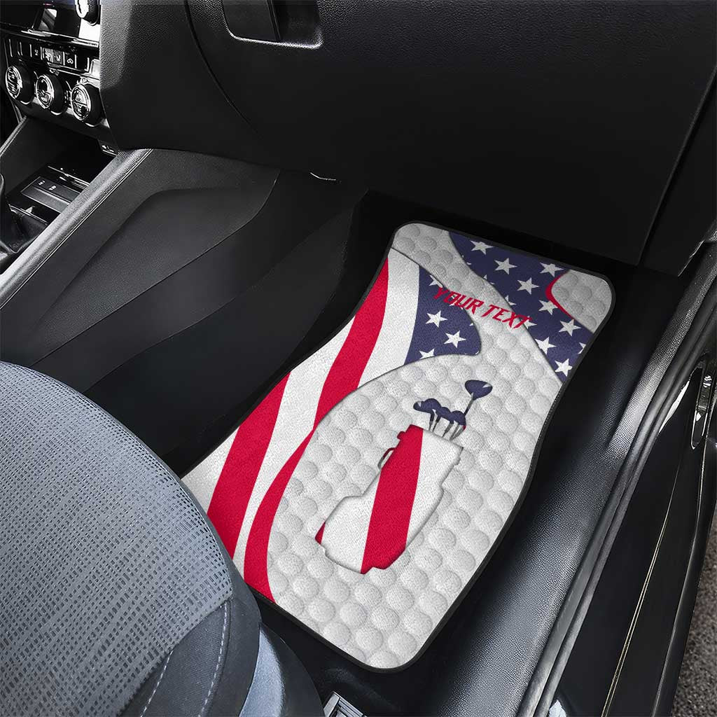 Personalized American Flag Golf Car Mats Female Silhouette and Red White Blue Golf Bag Graphic - Wonder Print Shop