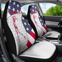 Personalized American Flag Golf Car Seat Cover Female Silhouette and Red White Blue Golf Bag Graphic - Wonder Print Shop