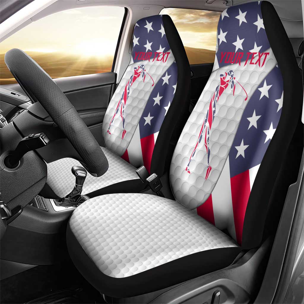 Personalized American Flag Golf Car Seat Cover Female Silhouette and Red White Blue Golf Bag Graphic - Wonder Print Shop