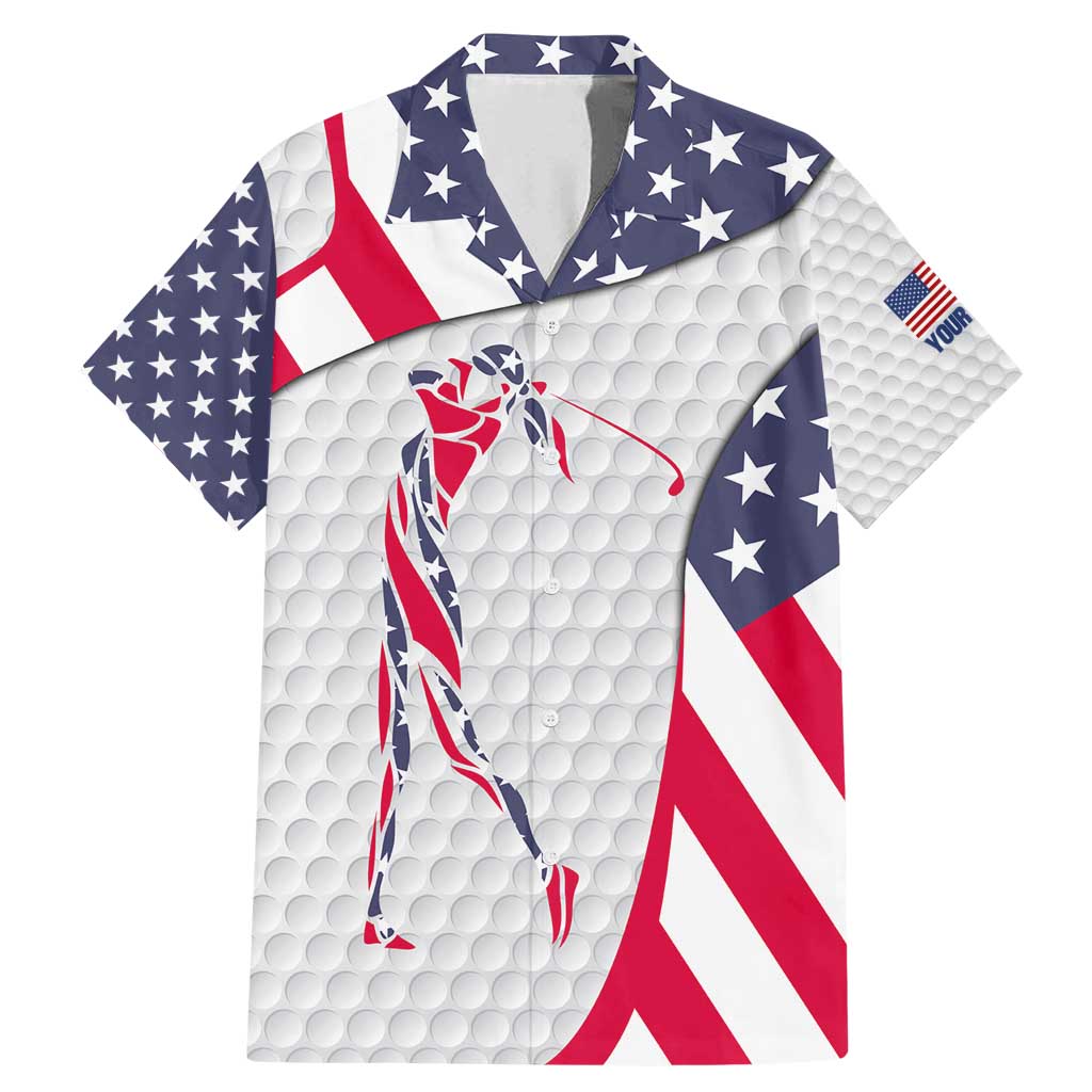 Personalized American Flag Golf Family Matching Mermaid Dress and Hawaiian Shirt Female Silhouette and Red White Blue Golf Bag Graphic - Wonder Print Shop