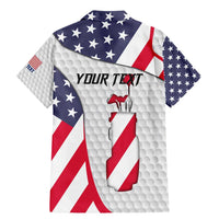 Personalized American Flag Golf Family Matching Mermaid Dress and Hawaiian Shirt Female Silhouette and Red White Blue Golf Bag Graphic - Wonder Print Shop