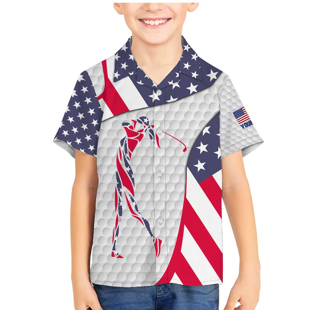 Personalized American Flag Golf Family Matching Mermaid Dress and Hawaiian Shirt Female Silhouette and Red White Blue Golf Bag Graphic - Wonder Print Shop