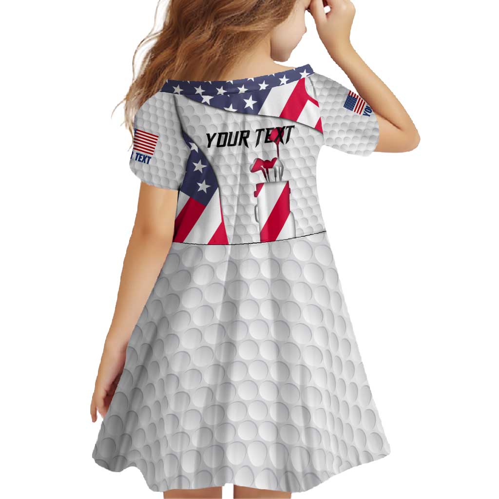 Personalized American Flag Golf Family Matching Off Shoulder Maxi Dress and Hawaiian Shirt Female Silhouette and Red White Blue Golf Bag Graphic - Wonder Print Shop