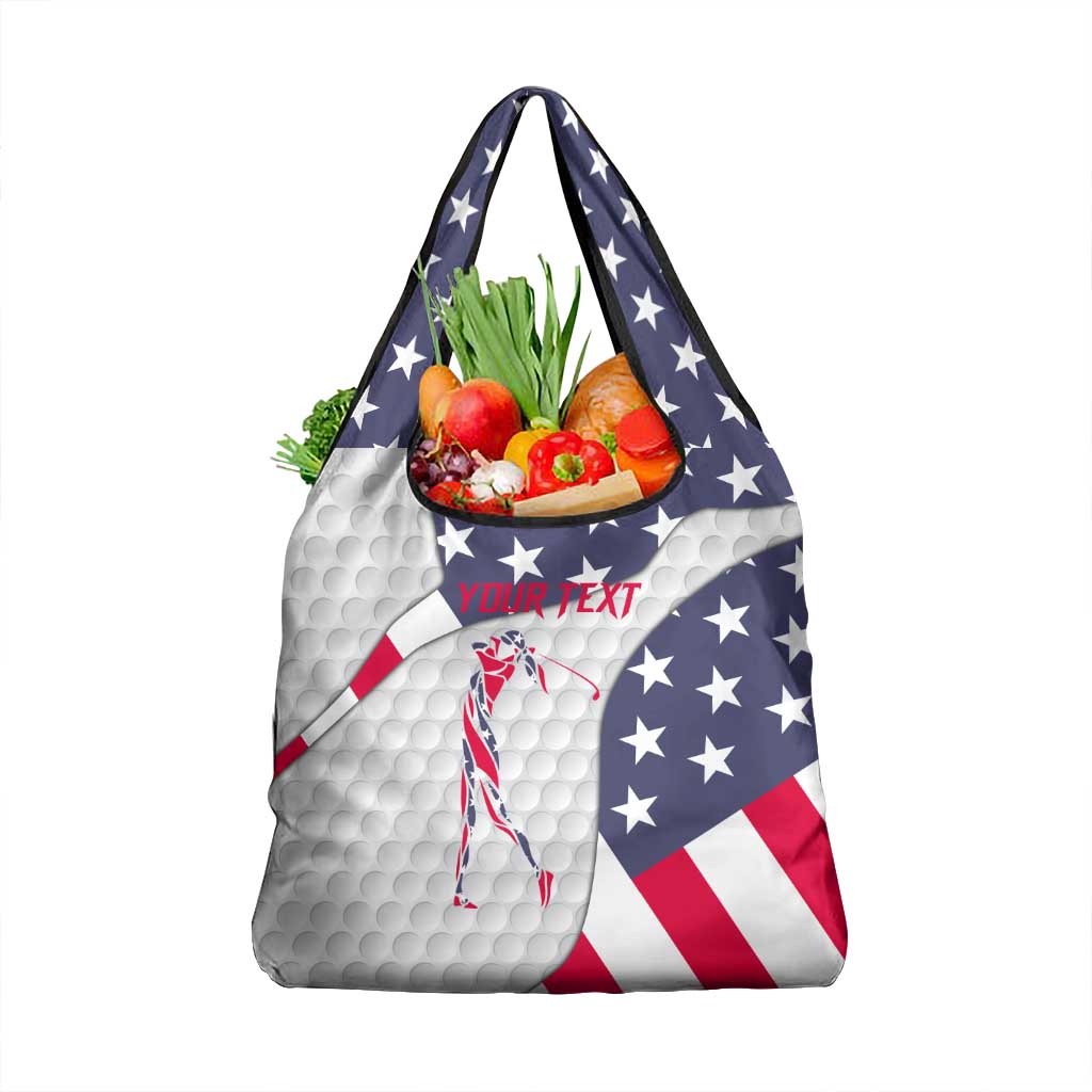 Personalized American Flag Golf Grocery Bag Female Silhouette and Red White Blue Golf Bag Graphic - Wonder Print Shop