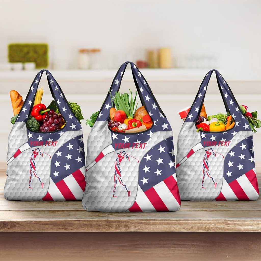 Personalized American Flag Golf Grocery Bag Female Silhouette and Red White Blue Golf Bag Graphic - Wonder Print Shop
