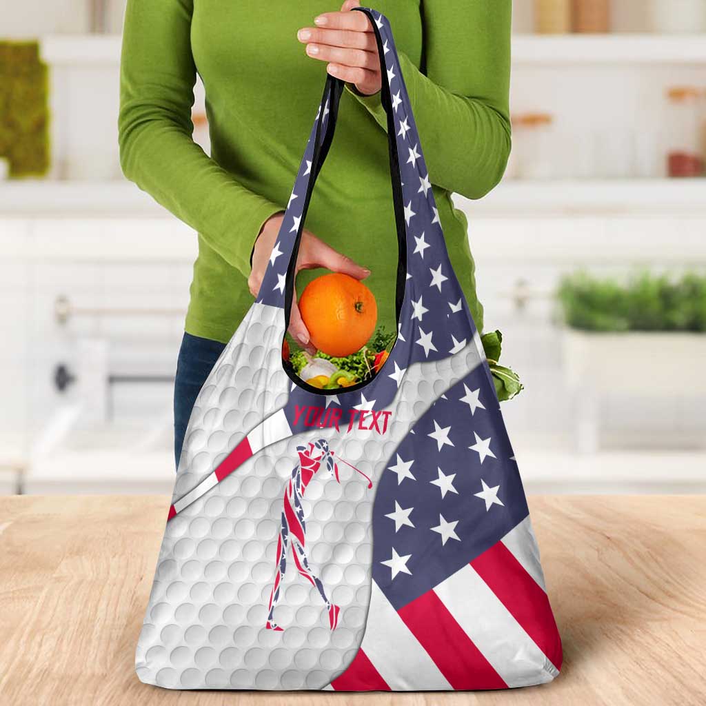 Personalized American Flag Golf Grocery Bag Female Silhouette and Red White Blue Golf Bag Graphic - Wonder Print Shop