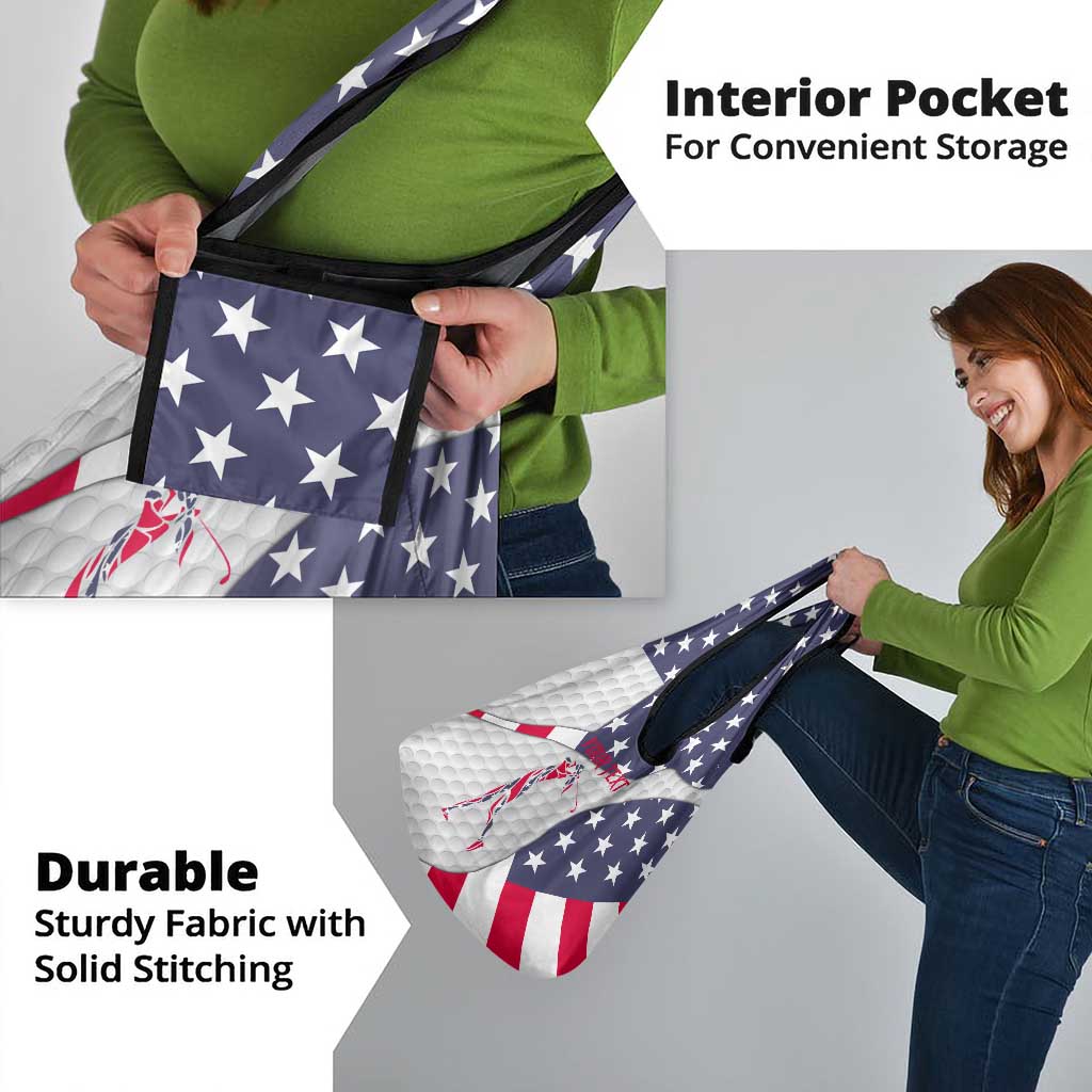 Personalized American Flag Golf Grocery Bag Female Silhouette and Red White Blue Golf Bag Graphic - Wonder Print Shop
