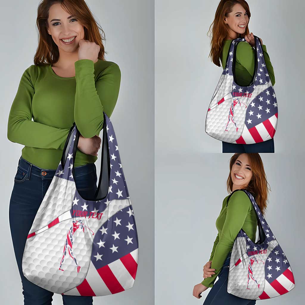 Personalized American Flag Golf Grocery Bag Female Silhouette and Red White Blue Golf Bag Graphic - Wonder Print Shop