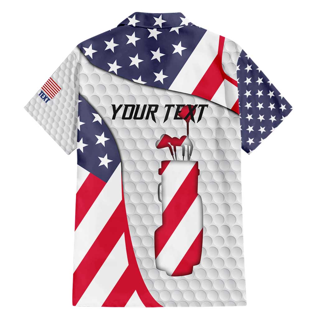 Personalized American Flag Golf Hawaiian Shirt Female Silhouette and Red White Blue Golf Bag Graphic - Wonder Print Shop
