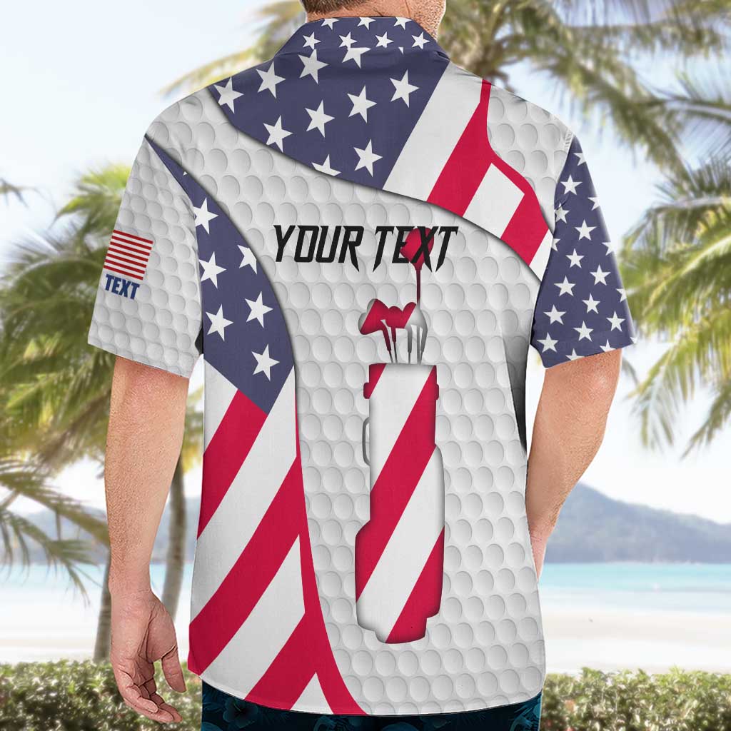 Personalized American Flag Golf Hawaiian Shirt Female Silhouette and Red White Blue Golf Bag Graphic - Wonder Print Shop