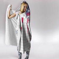 Personalized American Flag Golf Hooded Blanket Female Silhouette and Red White Blue Golf Bag Graphic - Wonder Print Shop