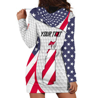 Personalized American Flag Golf Hoodie Dress Female Silhouette and Red White Blue Golf Bag Graphic - Wonder Print Shop