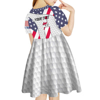 Personalized American Flag Golf Kid Short Sleeve Dress Female Silhouette and Red White Blue Golf Bag Graphic - Wonder Print Shop