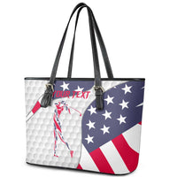 Personalized American Flag Golf Leather Tote Bag Female Silhouette and Red White Blue Golf Bag Graphic - Wonder Print Shop