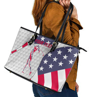 Personalized American Flag Golf Leather Tote Bag Female Silhouette and Red White Blue Golf Bag Graphic - Wonder Print Shop