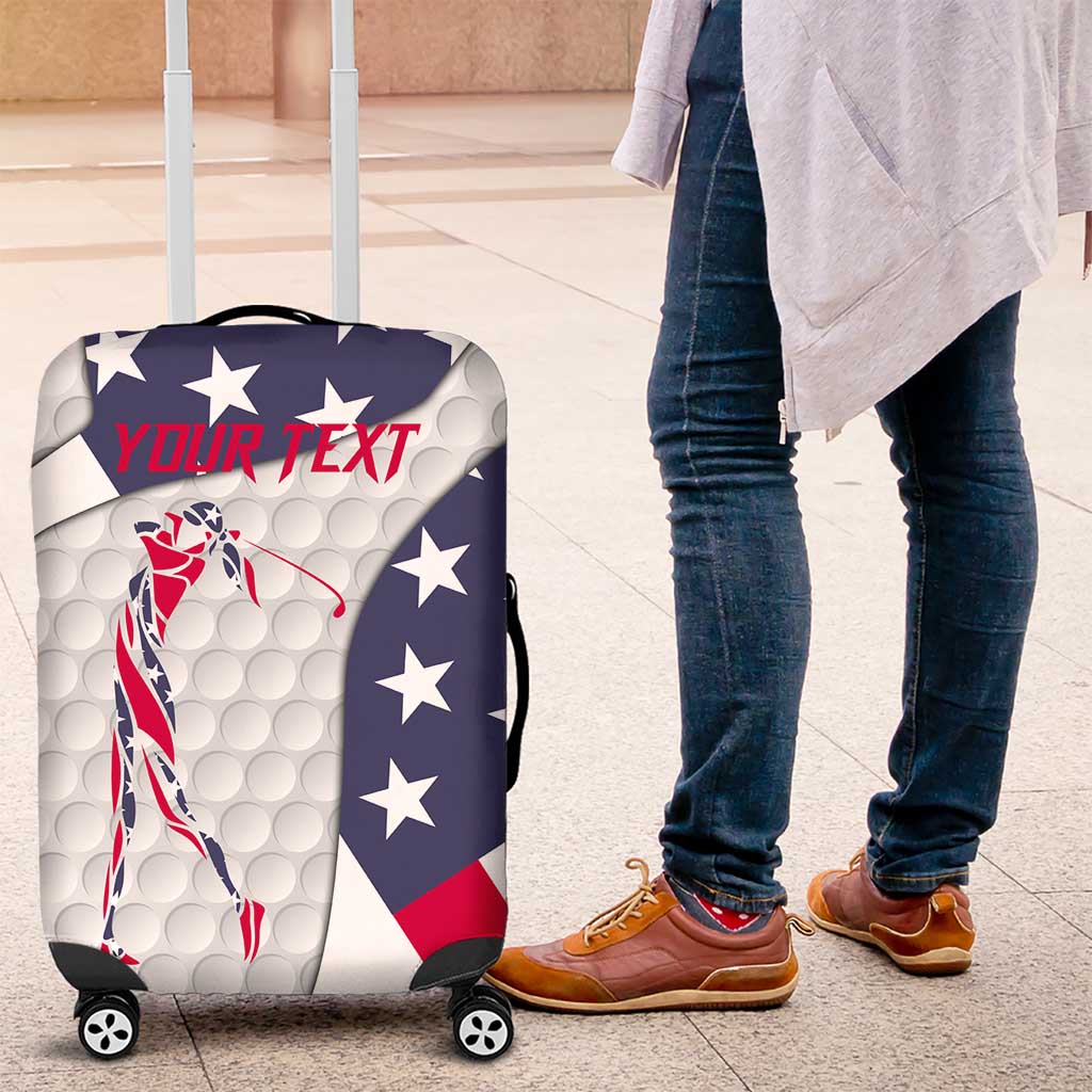 Personalized American Flag Golf Luggage Cover Female Silhouette and Red White Blue Golf Bag Graphic - Wonder Print Shop