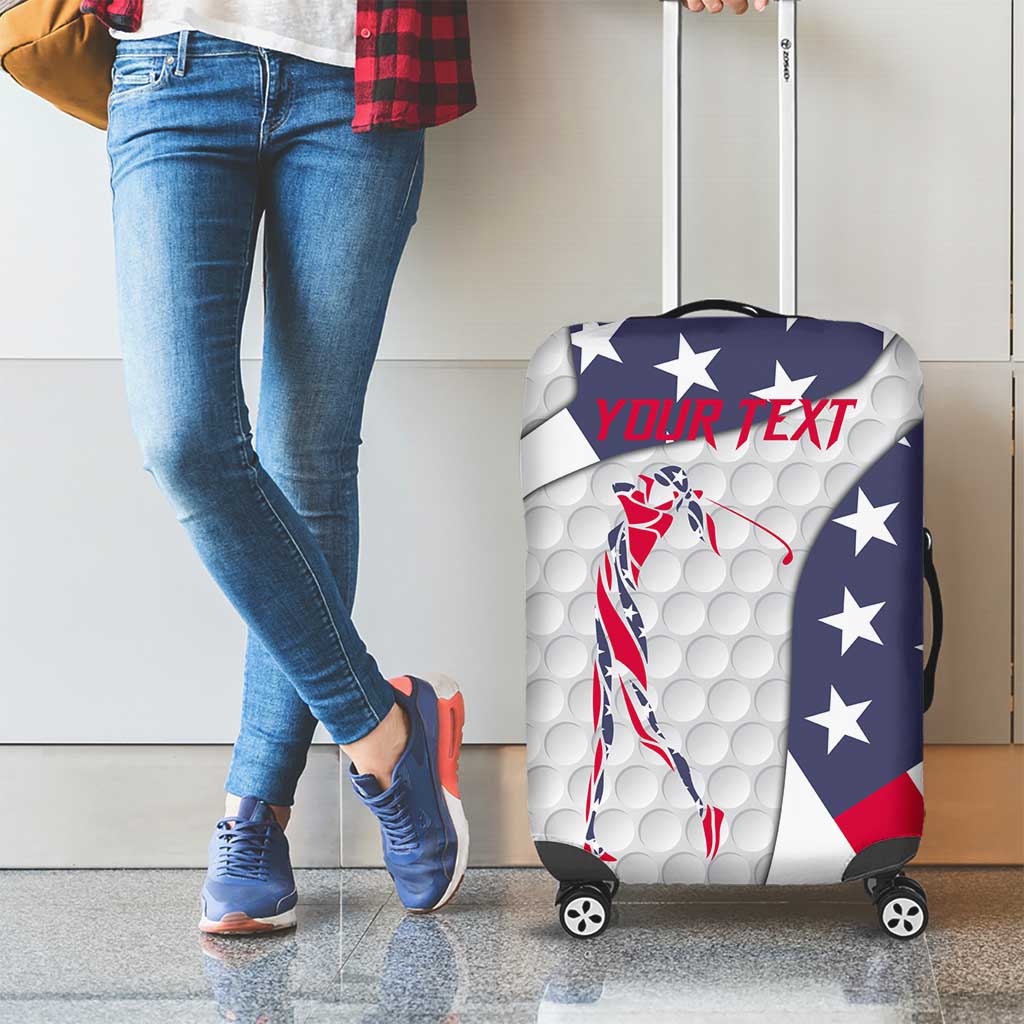 Personalized American Flag Golf Luggage Cover Female Silhouette and Red White Blue Golf Bag Graphic - Wonder Print Shop