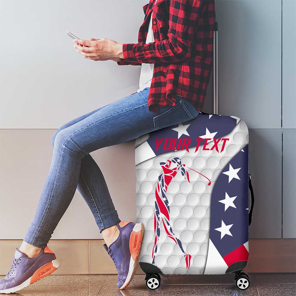 Personalized American Flag Golf Luggage Cover Female Silhouette and Red White Blue Golf Bag Graphic - Wonder Print Shop