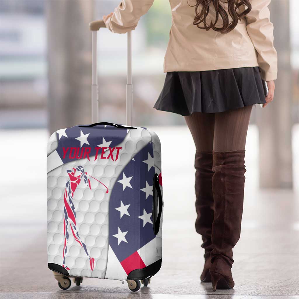 Personalized American Flag Golf Luggage Cover Female Silhouette and Red White Blue Golf Bag Graphic - Wonder Print Shop