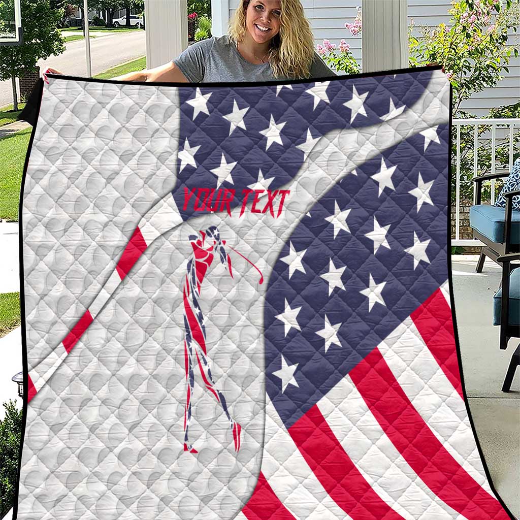 Personalized American Flag Golf Quilt Female Silhouette and Red White Blue Golf Bag Graphic - Wonder Print Shop